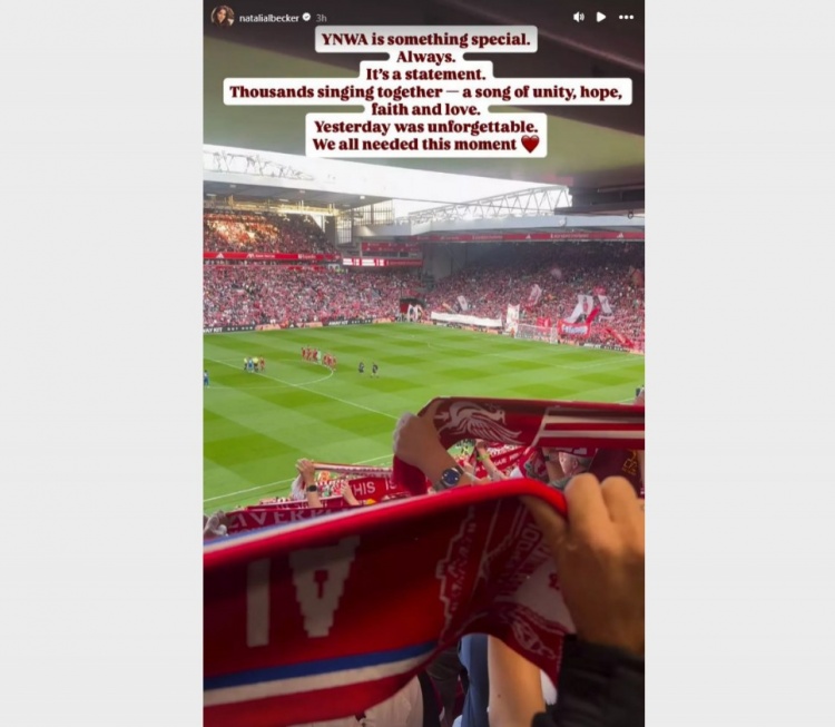 开云体育中国-阿利森夫人社交媒体发文盛赞红军球迷致敬若塔兄弟：这里令人倍感自豪！